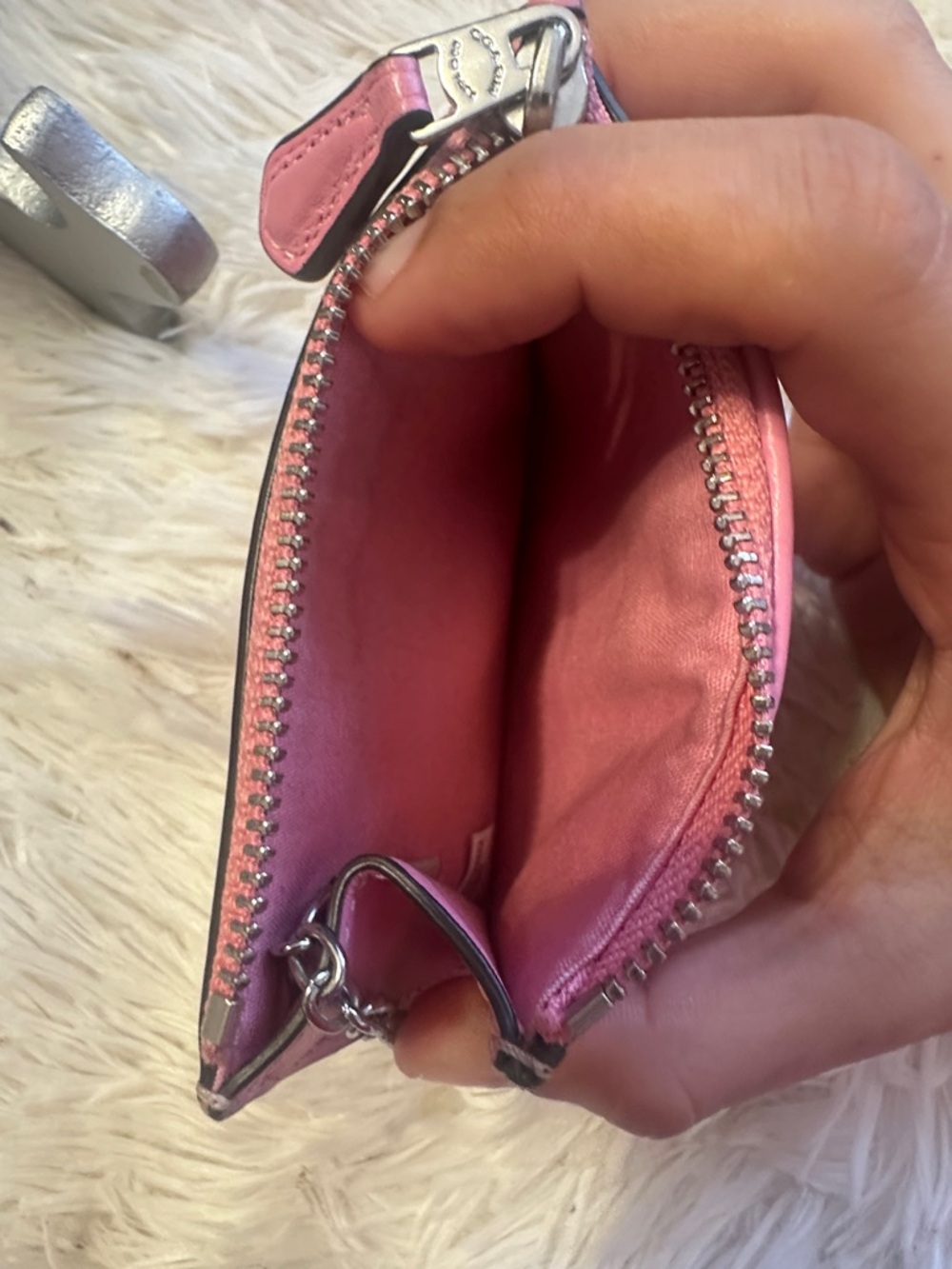 Coach Pink Signature Small Zip Card Case - Picture 5 of 6